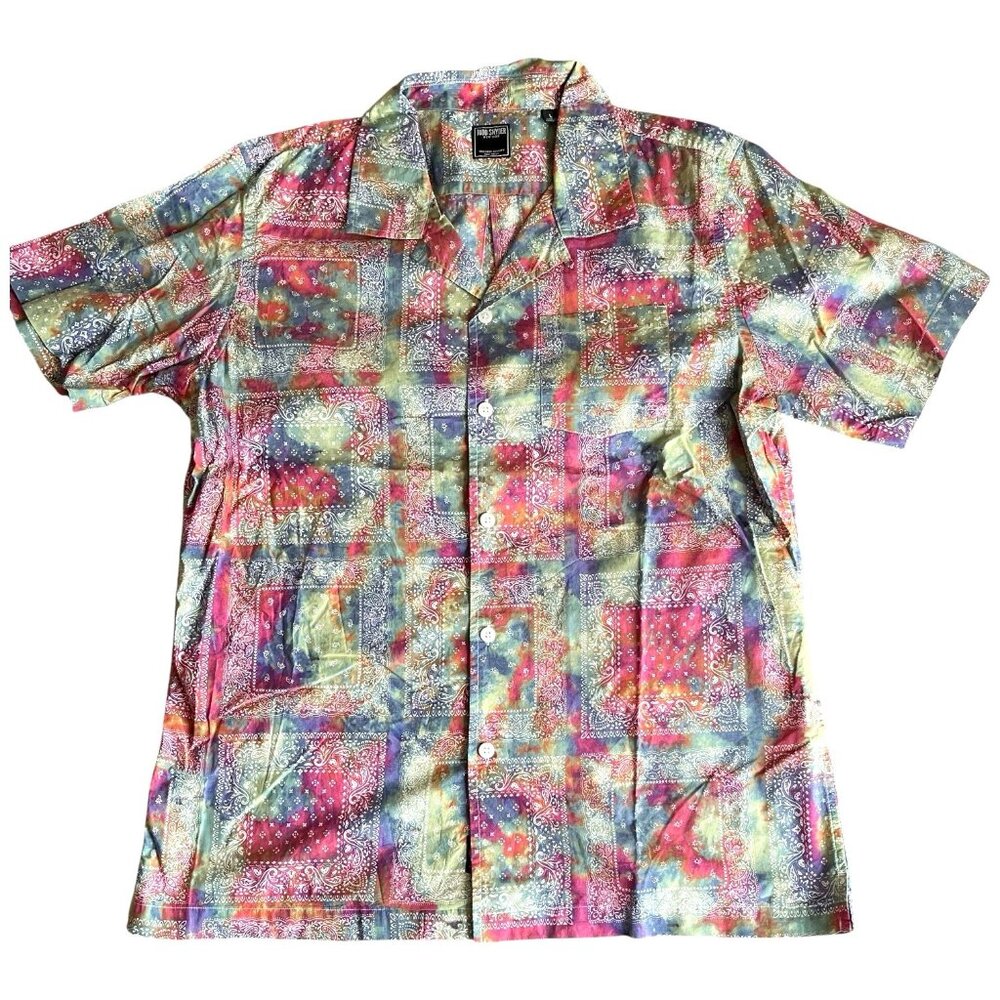 Todd Snyder Mens Camp Shirt Abstract Multicolor Bandana Print Paisley Motifs L